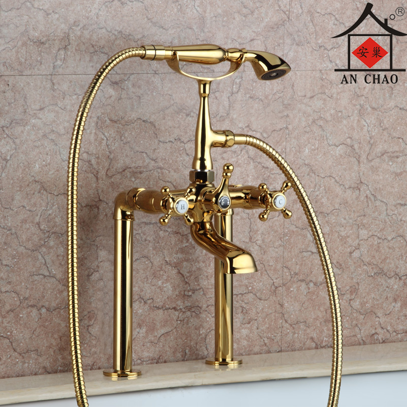 Bath tap Full copper hot and cold cylinder Side style bathtub shower tap Classical Double double bore 6604