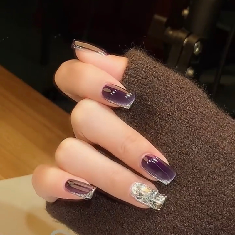【Past Clouds】Handmade Purple Manicure, Smoky Purple Glitter Wearable Nail Tips, Grape Purple Wearable Nails 【Past Clouds】Handmade Purple Manicure, Smoky Purple Glitter Wearable Nail Tips, Grape Purple Wearable Nails