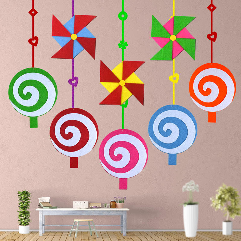 School kindergarten classroom decorations Creative corridor ring decoration materials Windmill lollipop charm hanging decoration