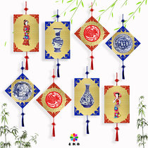 Kindergarten hanging ornaments Hanging ornaments Chinese style border Classroom corridor decoration Creative bamboo weaving class Huanchuang cultural layout