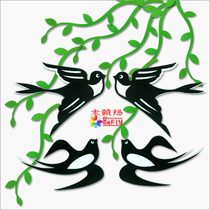 Kindergarten classroom wall decoration supplies Removable three-dimensional wall sticker sticker simulation wicker non-woven swallow