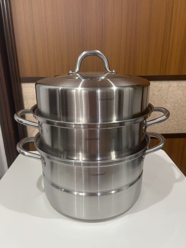 18/10 Stainless Steel Three-Layer Steamer Large Capacity Thickeneded Large Soup Pot Steamed Buns Steamed Fish Household Steamer 28cm32