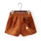 1430 nhung vàng quần short mùa thu phiên bản mới của Hàn Quốc của dây thun co giãn Lingge màu rắn treo quần chân rộng quần nữ mỏng