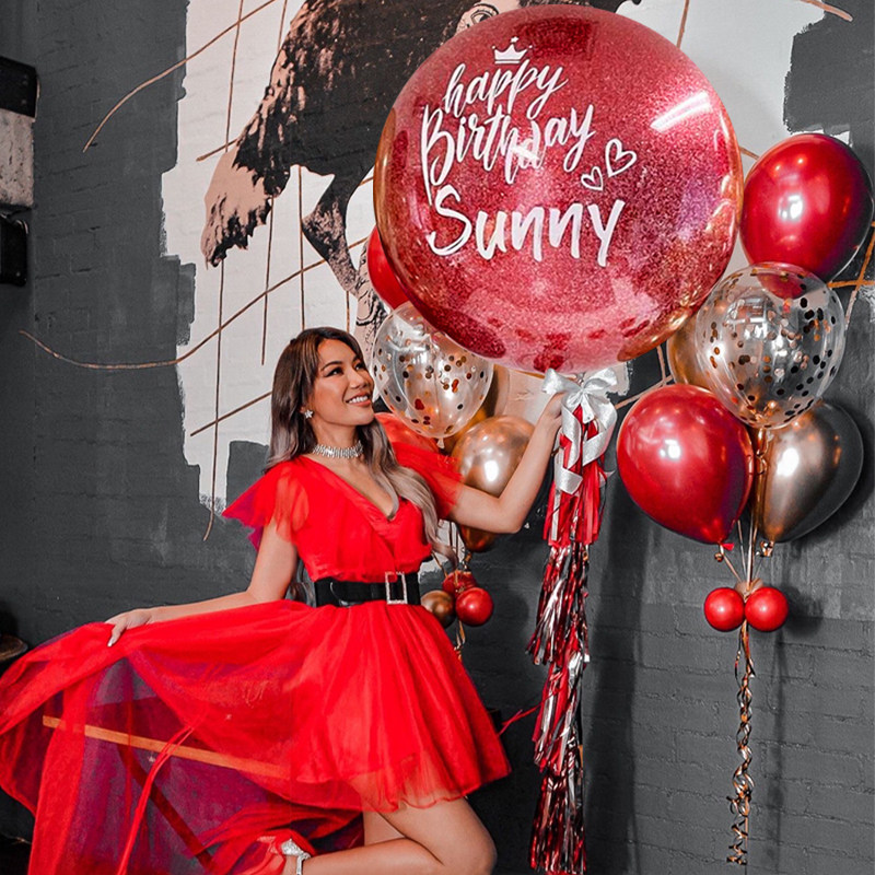 Mother's Day ins custom big balloon wine red rose gold festive birthday party wedding decoration scene set