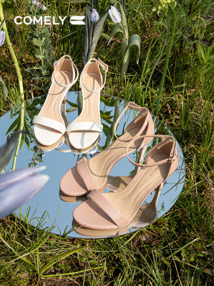 康莉一字带凉鞋女夏季新款细跟真皮仙女风优雅时尚性感高跟鞋女鞋