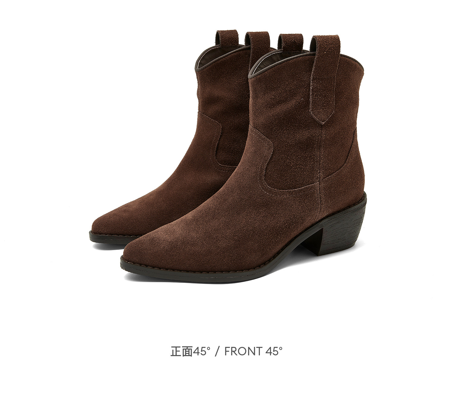 Западные Boots 康莉尖头西部牛仔靴女2025年冬季新款爆款美拉德棕色靴子粗跟短靴 Comely