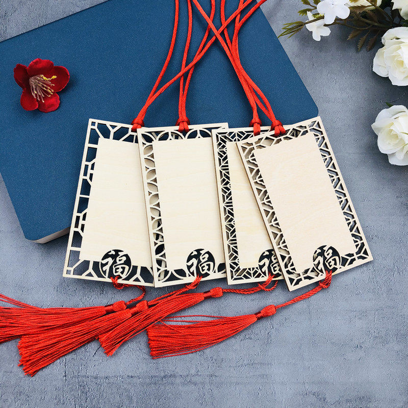 Hollow-cut wood decoration listing holiday handwritten blessing card make a wish sign wooden tag custom