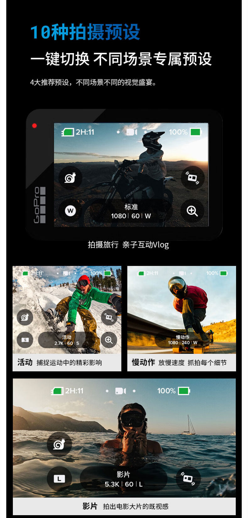 GoPro HERO11/12/10 движение камера дайвинг верховая езда Запись 5K видео Стабирная собака 11 путешествие живая 