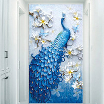 Diamond painting 2021 new 5d Peacock porch full diamond living room vertical porch porch with frame cross stitch Crystal small