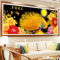 Diamond painting 2021 new 5d full diamond living room peony dot dip painting cross stitch Peacock opening screen picture blossoms rich