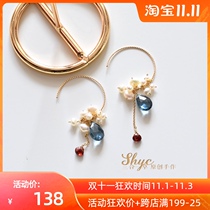 Original PridePrejudice natural pearl 14k bag Golden Port style retro temperament big earrings senior sense female