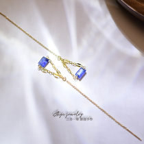 Blue Sky series three-in-one grass blue crystal 14K gold Gold Gold Gold European and American geometric niche ins earrings 2021 New