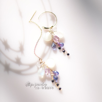 At the end of the universe icons for spend three-in-one grass original stone aquamarine fantasy fairy sister asymmetric niche design earrings