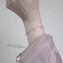 February birthday stone gift three-in-one grass original natural amethyst 14K gold gold shiny exquisite girl heart bracelet