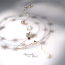 6 month birthday stone blue light Moonlight Stone pull Stone 14K gold niche design feel cold wind ins lucky bracelet