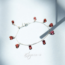 January birthday gift natural wine red garnet Silver 925 silver adjustable elegant ins life hand