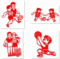 Xuan Paper Cut Paper Finished Sports Play Football Students Children Homework Play Basketball Kicketball Play Badminton Cut Paper