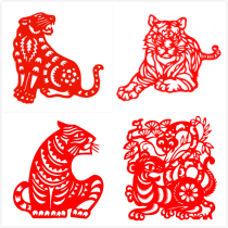 Paper-cut window grille tiger animal childrens kindergarten paper hollow sticker decorative painting works twelve zodiac tiger