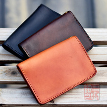 Imported tanning head layer cowhide handmade wallet mens ticket clip womens 20% discount short silver leather vintage old rough rough