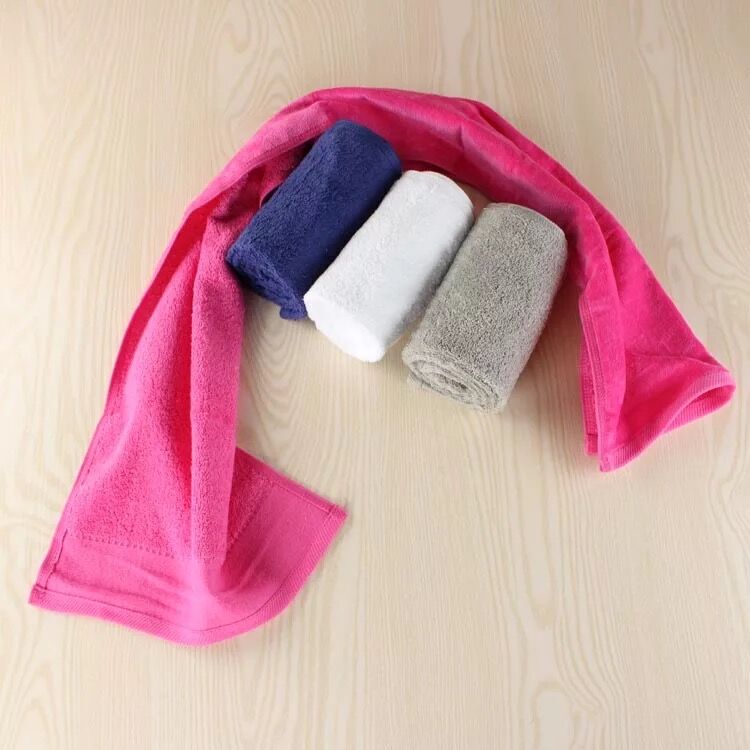Pure Cotton Cut Velvet Sports Towel Gym Sports Long Towel Running 30X110Cm Extended Towel with Embroidered Logo