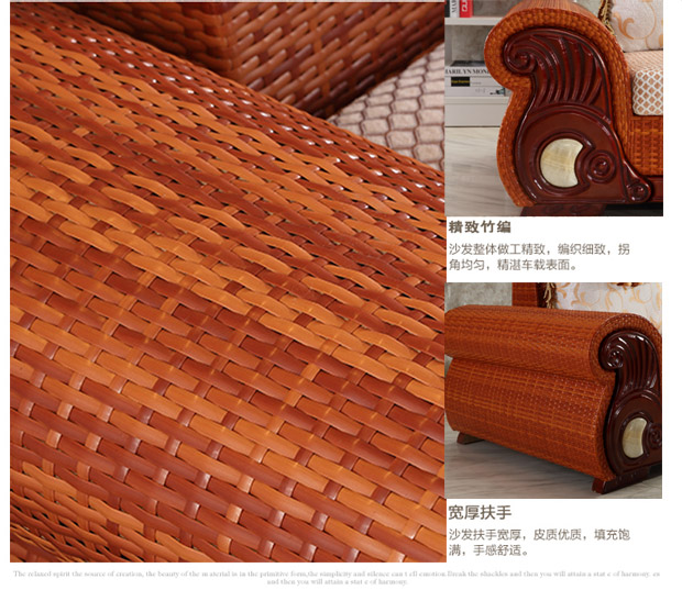 Yi Jing Habitat sofa mây mây sofa sofa mây mây tre phòng khách sofa sofa mây góc - Ghế sô pha ghế sofa bed