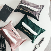 ins Nordic velvet tissue bag embroidery Living room bathroom pumping paper bag fabric car tissue box Tissue pumping