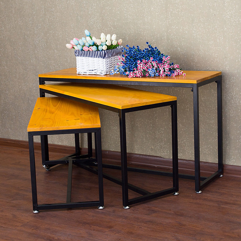 European-style solid wood wrought iron clothing flow table product display rack combination display rack Nakajima display table solid wood display table