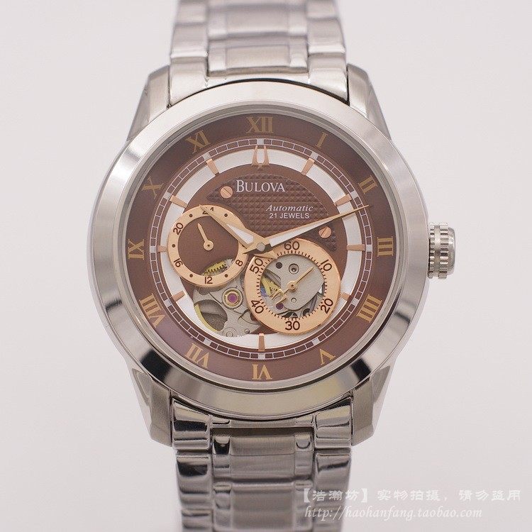 Stock Out of stock Swiss original Bao Luhua BBULOVA Rose Gold hollowed-out automatic machinery Men's antique designer watches
