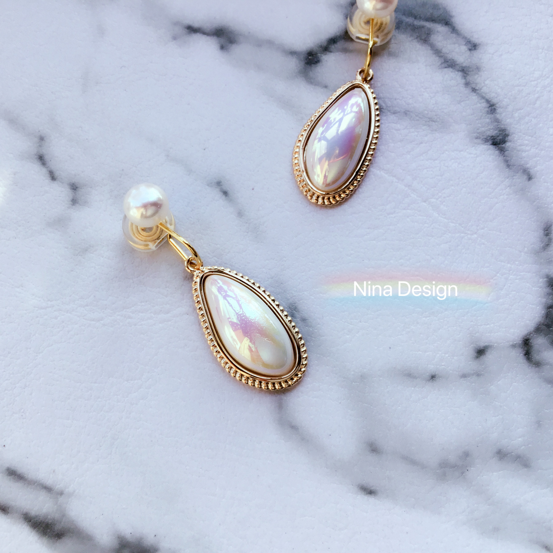 Nina Design Mabei water drop natural freshwater pearl mosquito coil ear clip exquisite fashion painless slender