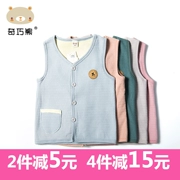 Qi Qiao Xiong 2019 mùa thu và áo len cổ lọ cho bé trai và bé gái vest bé cotton ấm áp áo vest vest vest - Áo ghi lê