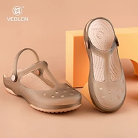Летние мюли, модные тапочки в стиле Crocs на платформе, обувь для медсестер, 2025 года, закрытый носок