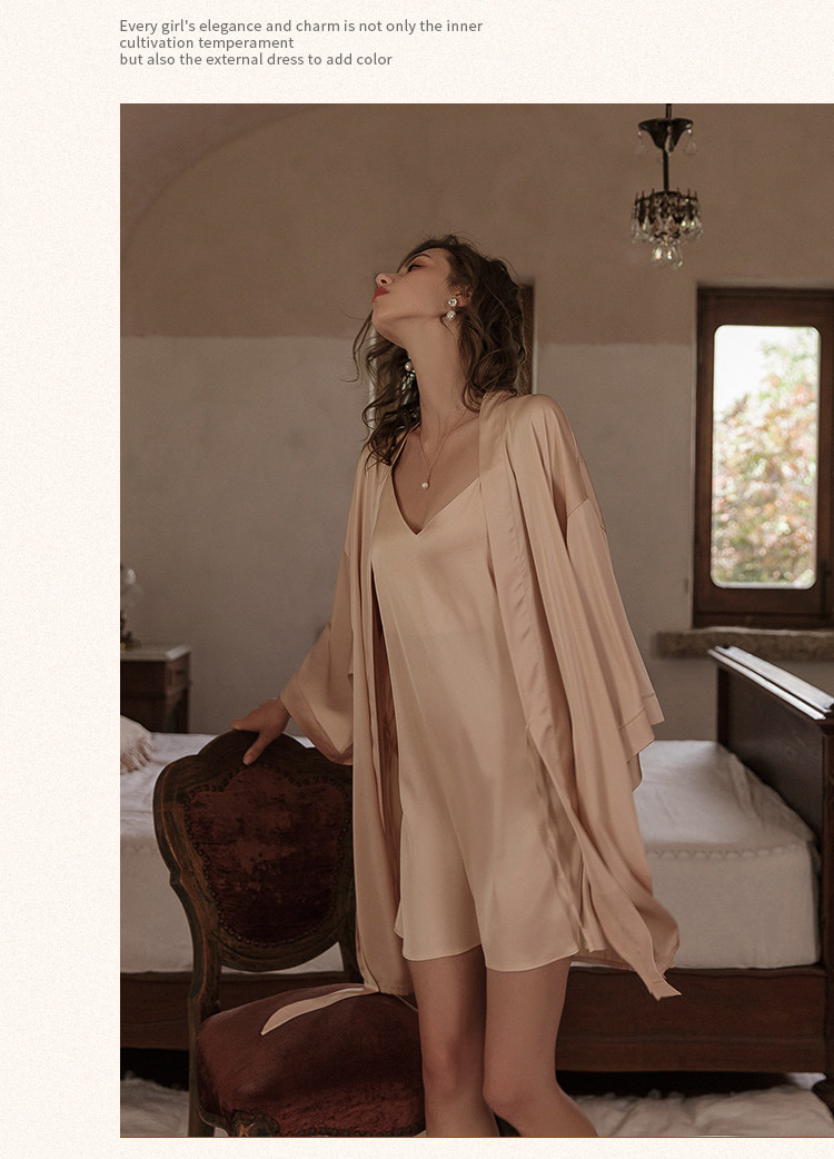 今夕何夕性感睡衣女两件套春秋季吊带睡裙2022年新款真丝套装纯欲详情71