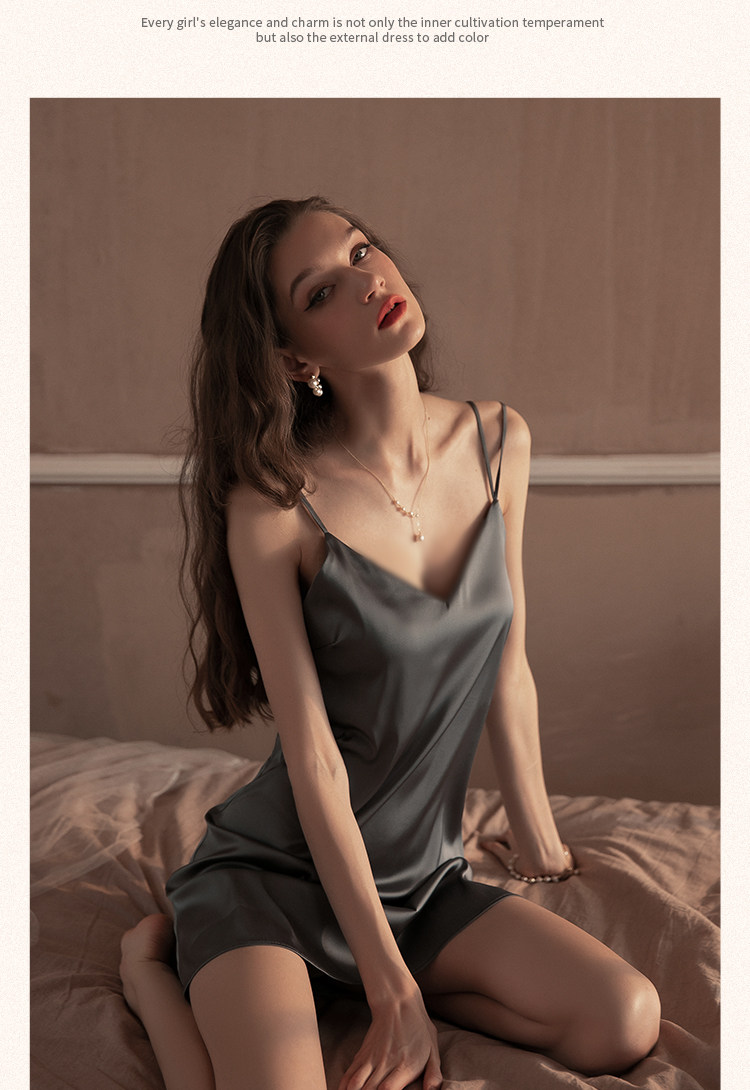 今夕何夕性感睡衣女两件套春秋季吊带睡裙2022年新款真丝套装纯欲详情18