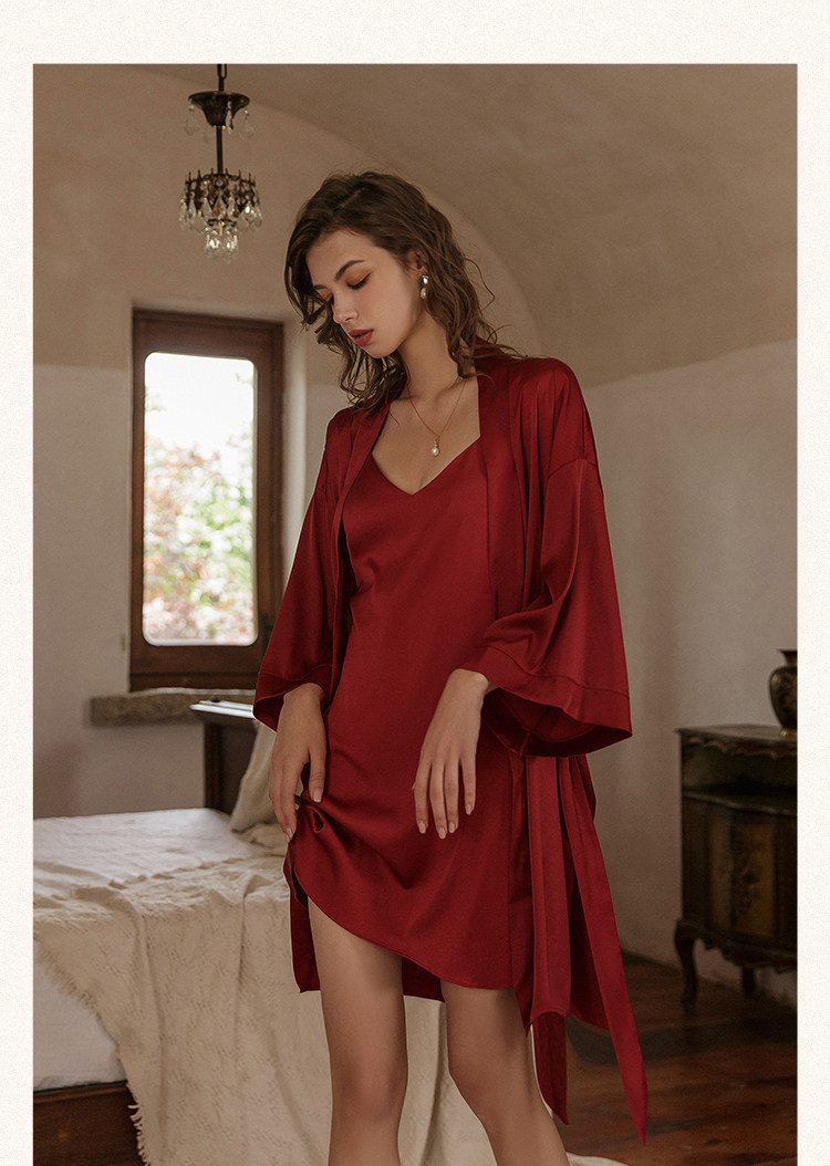 今夕何夕性感睡衣女两件套春秋季吊带睡裙2022年新款真丝套装纯欲详情31