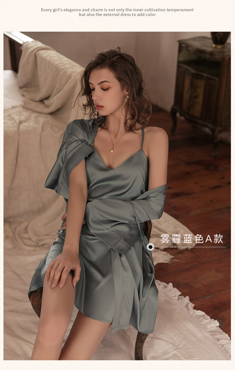 今夕何夕性感睡衣女两件套春秋季吊带睡裙2022年新款真丝套装纯欲详情75