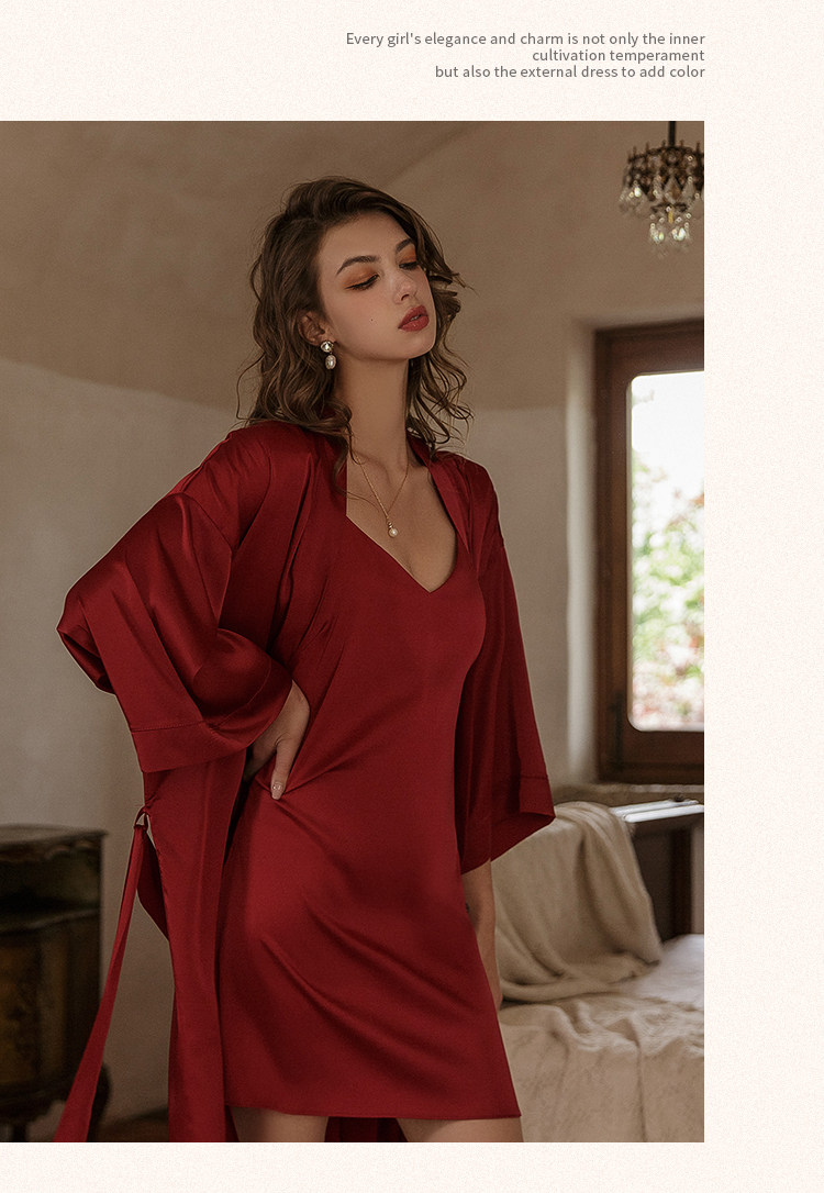 今夕何夕性感睡衣女两件套春秋季吊带睡裙2022年新款真丝套装纯欲详情30