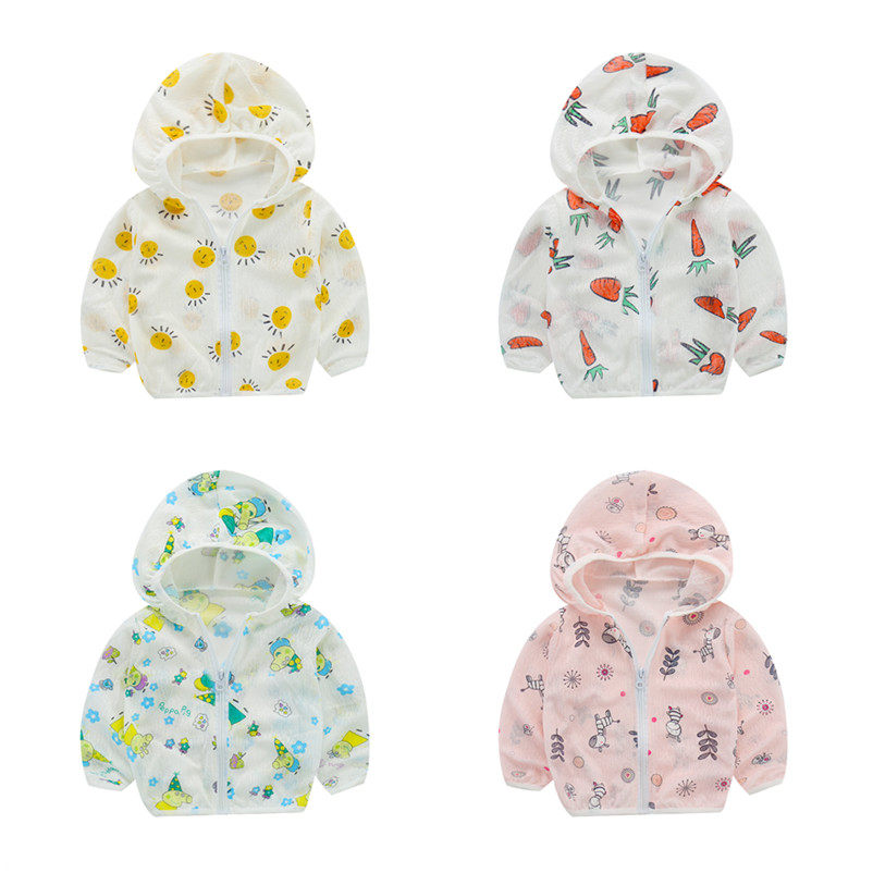 Thin breathable children's sunscreen clothing 2022 summer boys and girls hooded air-conditioning shirt baby children's skin clothing jacket