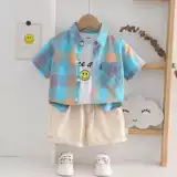 Летняя хлопковая детская рубашка для мальчиков для отдыха, подходит для подростков