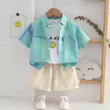 Летняя хлопковая детская рубашка для мальчиков для отдыха, подходит для подростков