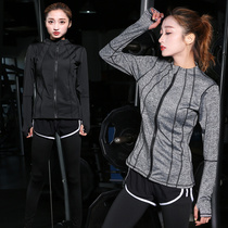 Yoga suit spring and autumn morning run large size thin gym professional running speed drying clothes sports suit womens three-piece set