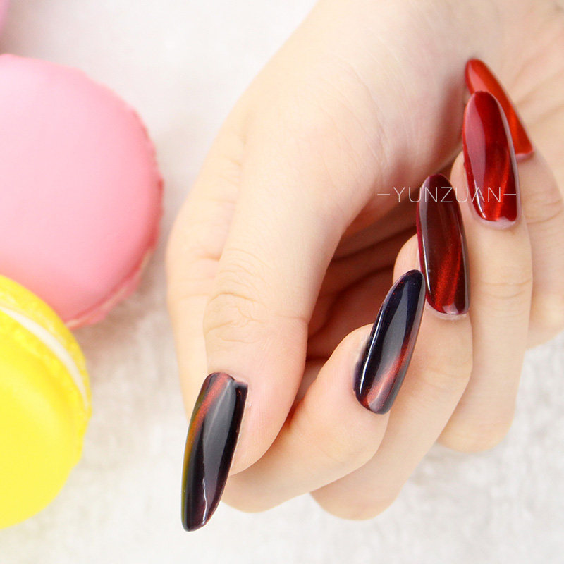 酒红猫眼新款火焰酒红色指甲油胶酒红猫眼甲油胶火焰红光猫眼