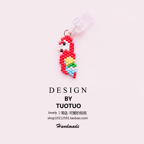 Ultra cute parrot mobile phone anti-dust plug headphone hole charging mouth Kong Parrot Pendant Mobile Phone Pendant ipad
