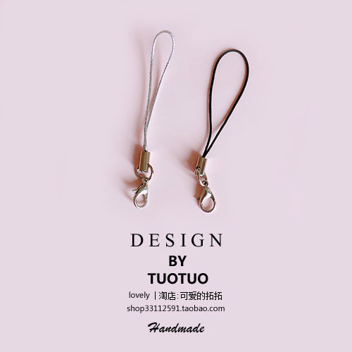 Lobster Buckle Lanyard DIY Handmade Hook Cell Phone Pendant Hanging Rope Black Silver Cell Phone Pendant