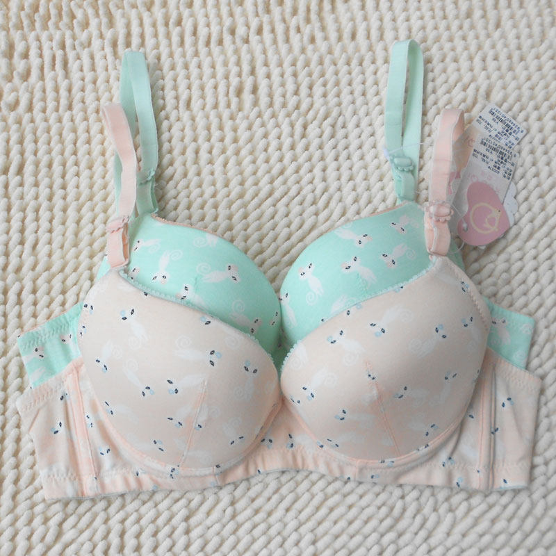 Rouqi ガールズブラ、ソフトアンダーワイヤー入り、綿100%、中厚、高校生・大学生向け、サイズ75B、80B、85B