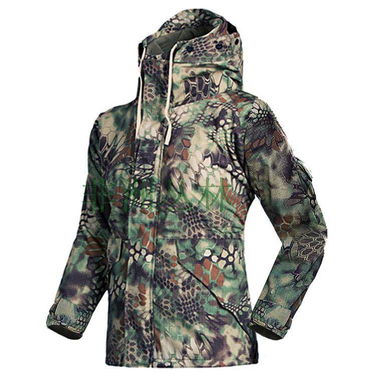 2020 fashion python pattern camouflage tactics G8 windbreaker charging suit men's military overcoat thick and velvet winter coat