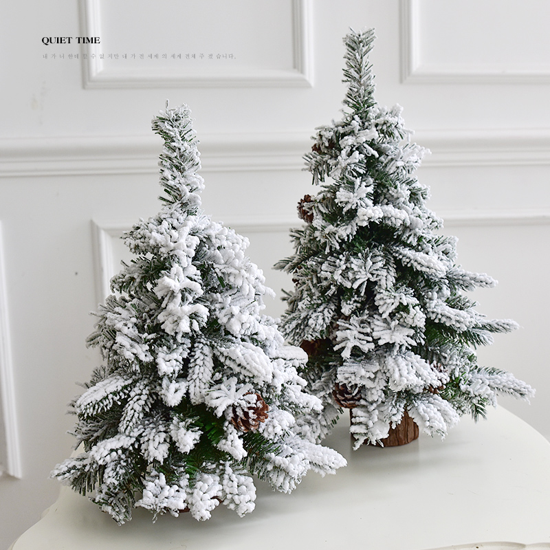 60cm Falling snow Snowflake Mini Christmas Tree package Small desktop ornaments Christmas home flocking Cedar decoration