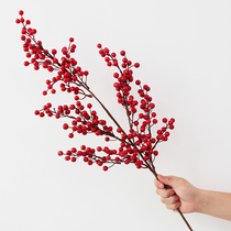 Simulation berry red fruit cuttings hairpin fruit Acacia bean diy Christmas red fruit ornament ornaments scene layout