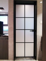 Extremely narrow and minimalist 3cm thick bag cover glass swing door set double bag flat aluminum alloy glass toilet