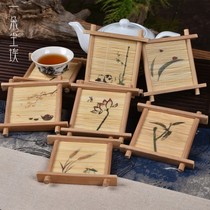 Kung Fu coaster Square tea mat Teacup holder Chinese style Bamboo tea set Pot mat Zen Bamboo mat Tea mat accessories