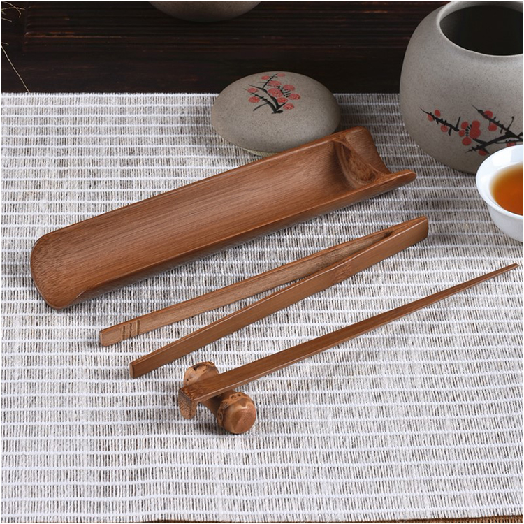 竹子茶則賞茶則茶荷茶道六君子配件竹茶則碳化鏡面竹節禪意|金秋